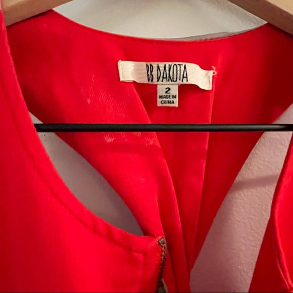 Bb Dakota red zip front dress with silver satin twist back - Picture 2 of 5